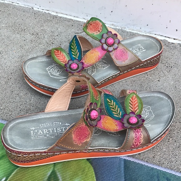 🐲💙 L’ARTISTE by Spring Step Pillow Grey Leather Sandal - Picture 5 of 14